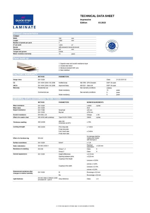 QUICK STEP - Pavimento flutuante - Carvalho branco envernizado NOVO