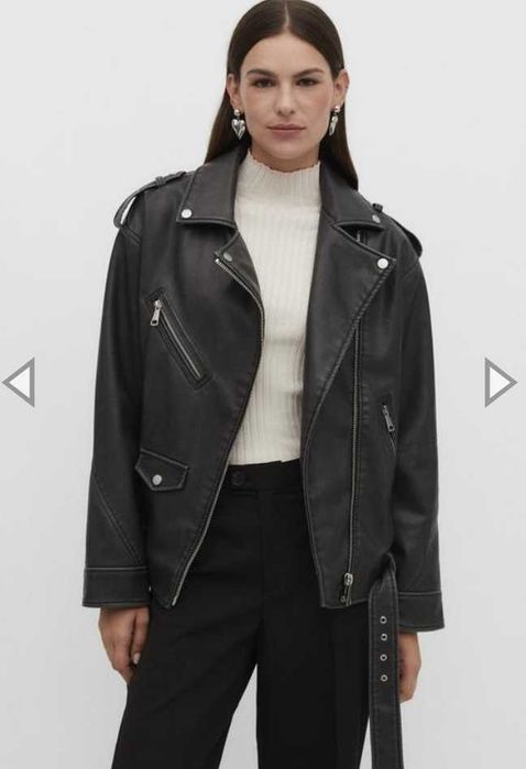 Кожаная куртка Stradivarius