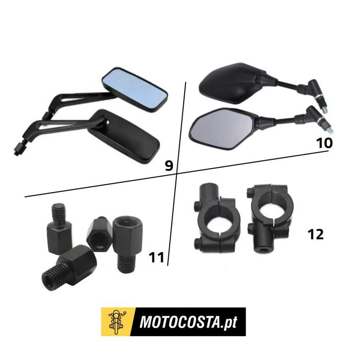Espelhos Moto - Redondos, Ovais, Haste e Topos - MOTOCOSTA