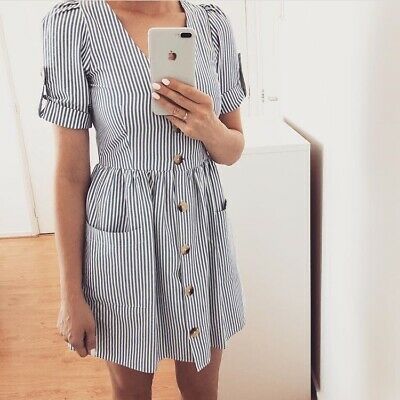 Платье с карманами, в полоску Zara