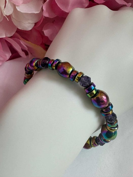 Bransoletka magnetyczna hematyt na odchudzanie elastyczna b38