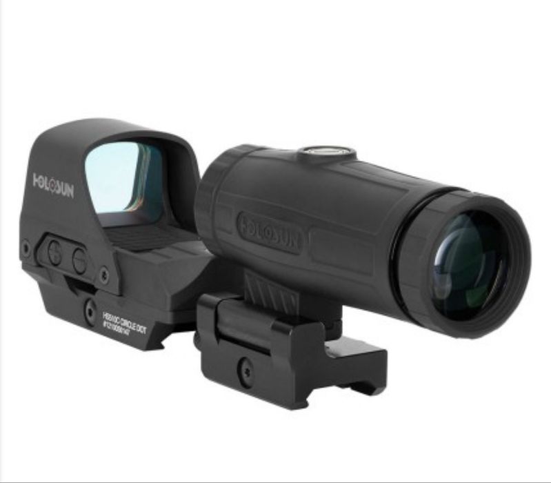 Приціл коліматора Holosun Open Reflex HS510C 2 MOA швидкознімний + збільшувач Holosun HM3X 3x на Weaver
