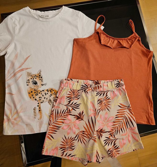 Літній костюм шорти, топ і футболка для дівчинки H&M