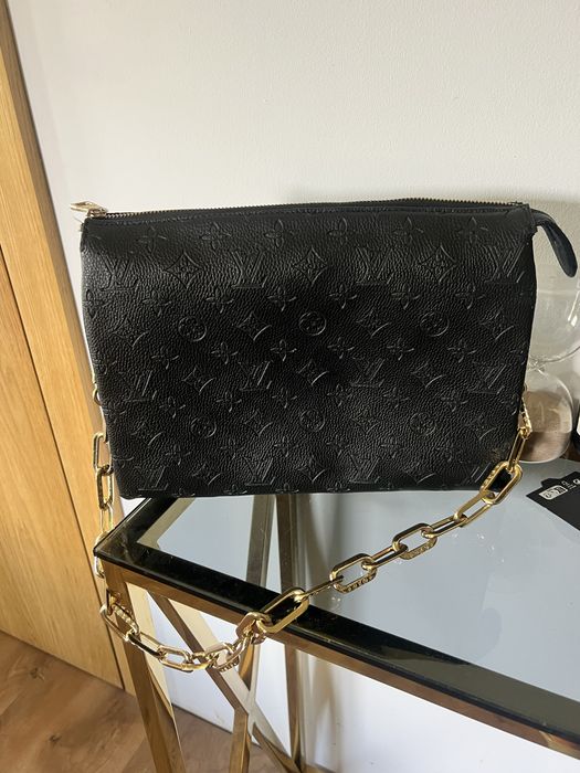 Torebka monogram lv czarna tloczona z lancuszkiem