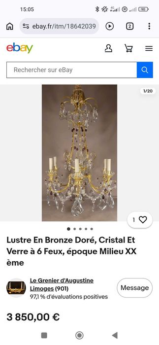 Lustre, Candeeiro em Bronze e Cristal estilo Frances