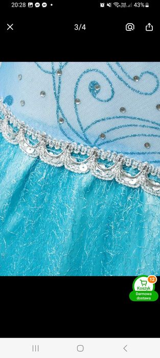 Nowy strój Elsa Elza, r. 122/128 przebranie bal