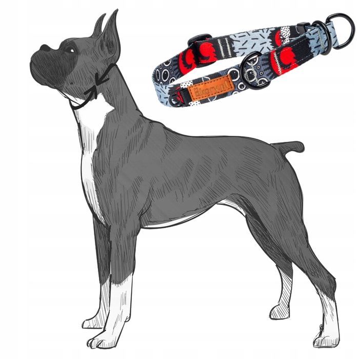 solidna obroża półzaciskowa dla dobermana rottweilera 42-62 cm szara