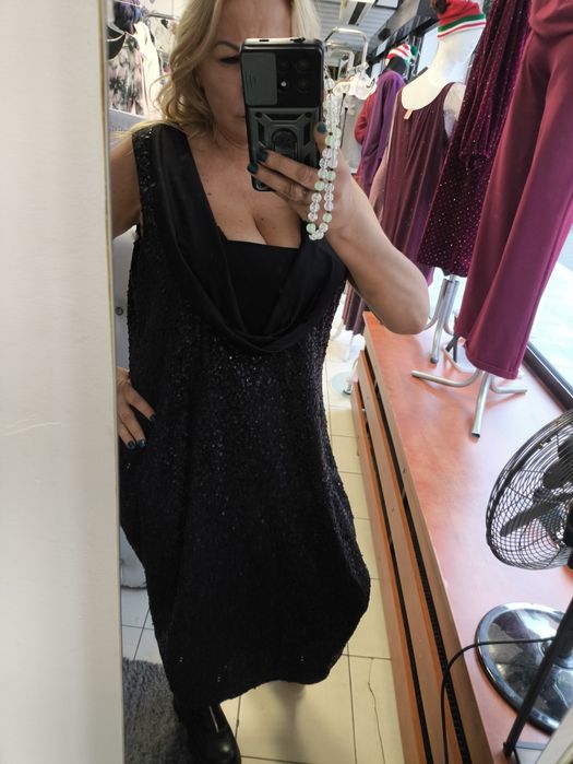 Duży rozmar piękna czarna sukienka cekiny 48,50