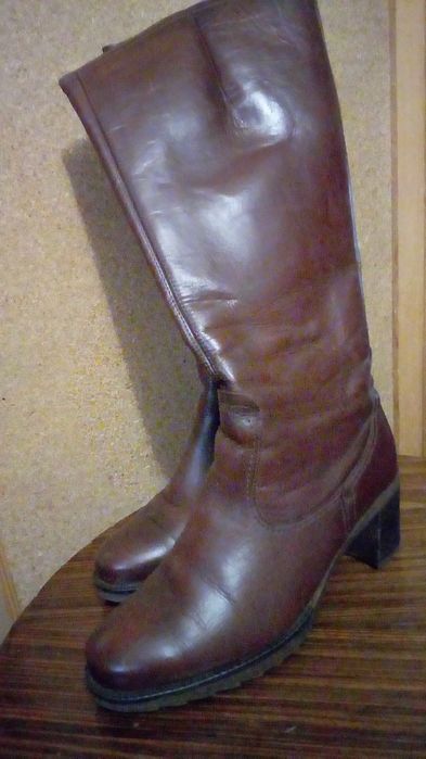 Женские сапоги деми кожа Чоботи весна-осінь натуральна шкіра