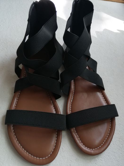 czarne sandały Na wysokie podbicie Na szerokie stopy Rozmiar 43 XXL