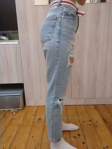 Джинсы МОМ рваные -рванки, девочке на р.27