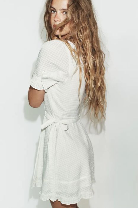 Сукня біла прошва льон лляна плаття сарафан  zara зара