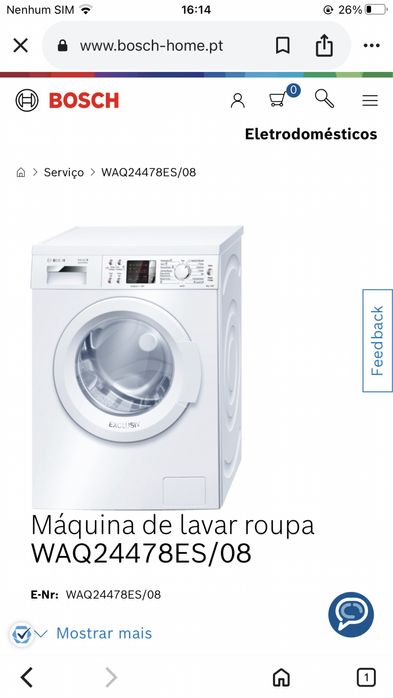 Pecas maquina de lavar roupa bosch