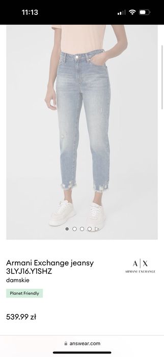 Armani Exchange jeansy damskie