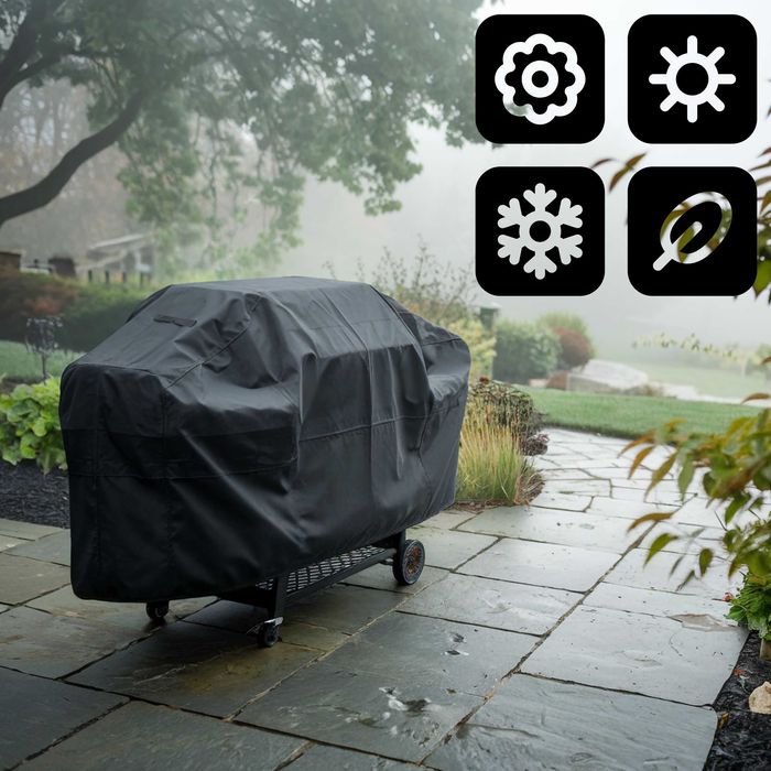 POKROWIEC NA Grilla Osłona Czarny Wodoodporny Ściągacz Uniwersalny