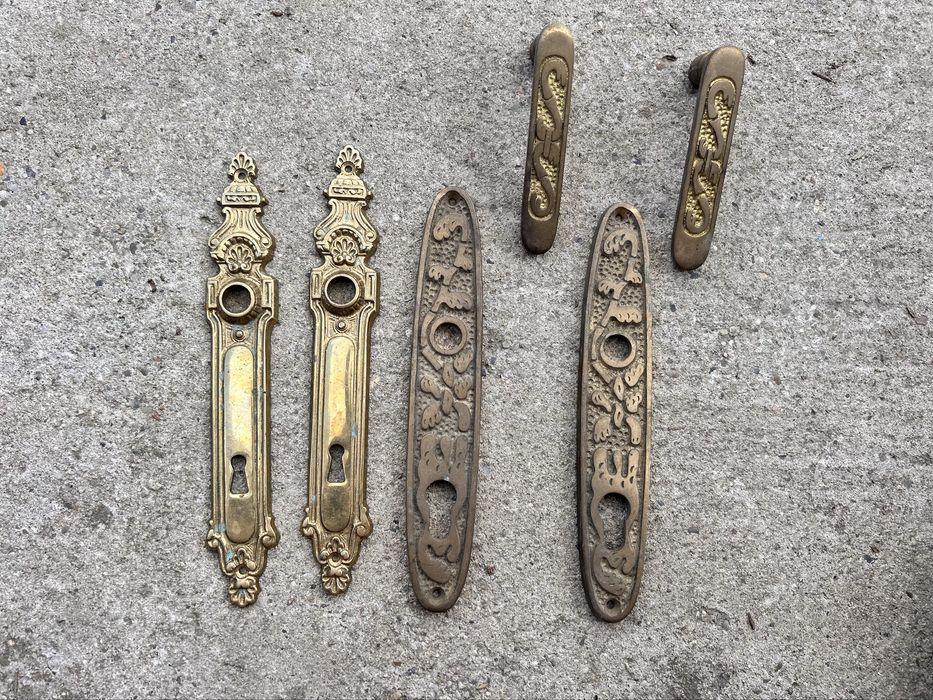 Szyld z klamką mosiezny zestaw do drzwi ozdobny vintage