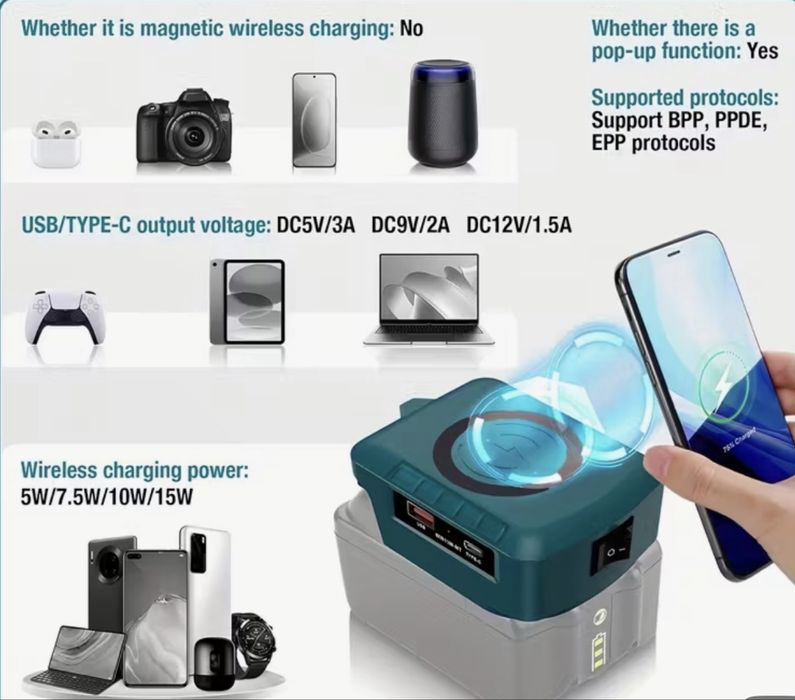 Адаптер USB + безпровідна зарядка для 18V акумуляторів Makita