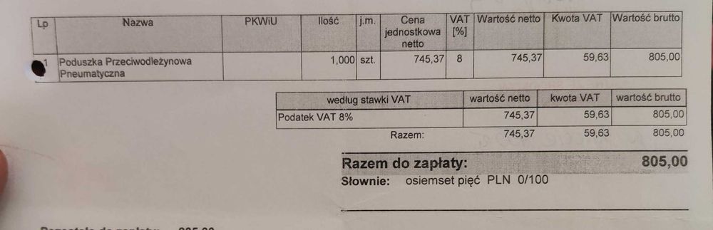 Poduszka przeciwodleżynowa