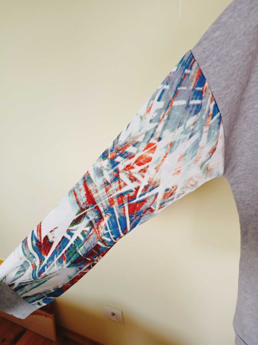 Bluza szara, odmienne kolorowe rękawy, Glamorous, rozm. S