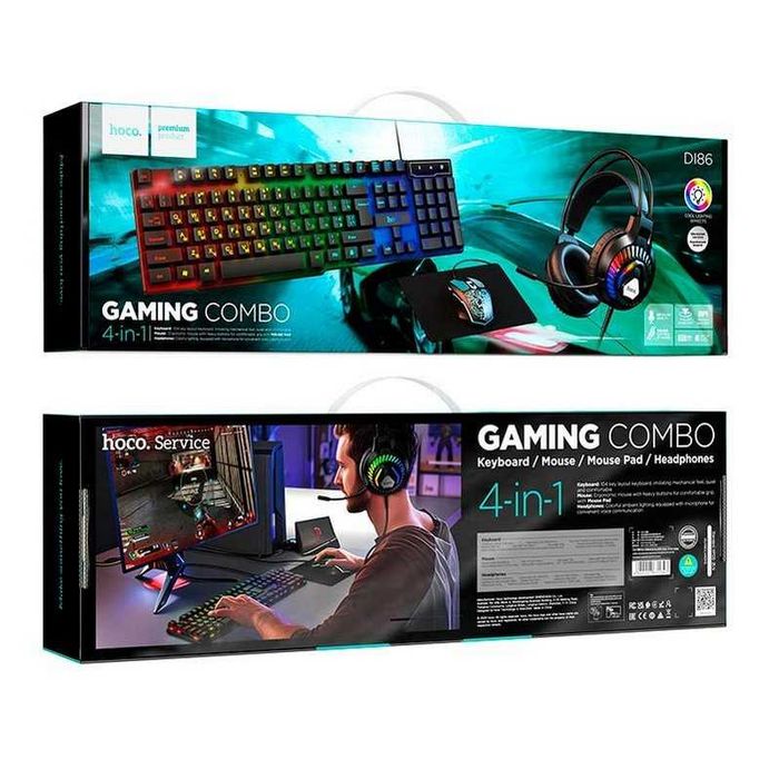 Игровой набор 4-в-1 HOCO DI86  Клавиатура + Мышь + Наушники + Коврик