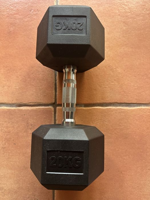 Halter hexagonal de 20 Kg novo revestido a borracha