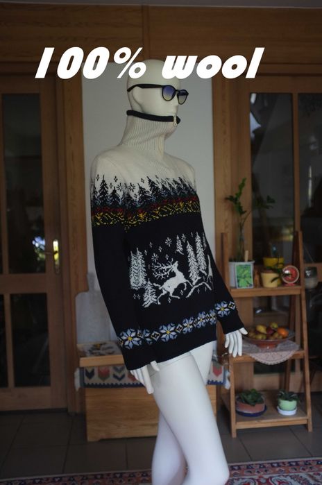 ciepły wełniany zimowy sweter Lapponia Finland golf świąteczny Laponia lapoński skandynawski