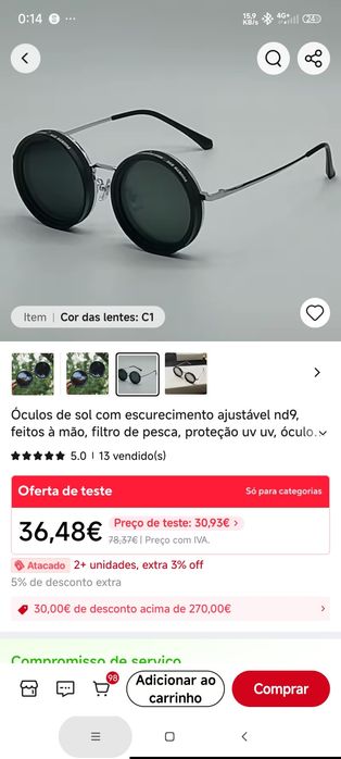 Óculos de sol polarizados ajustáveis