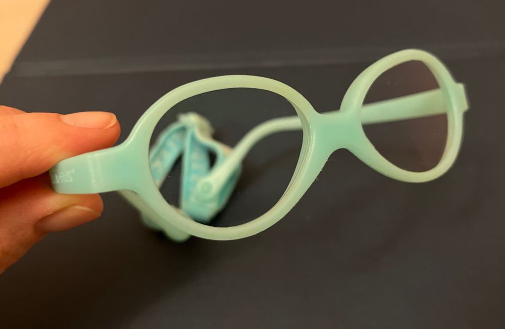 NOWE Okularki na gumce miraflex baby one błękitne niebieskie szkła +1