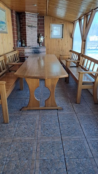 Стіл і чотири лавки дерево дуб