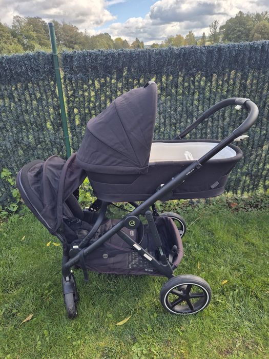 Cybex Gazelle S Moon Black - rok po roku - gondola + spacerówka - bliźniaczy lub pojedyńczy z dużym koszem.