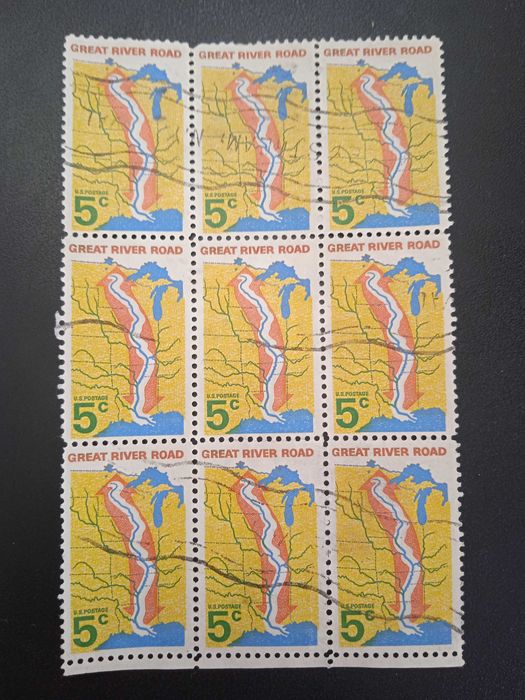 Блок марок США 1966 Great River Road 5 центов