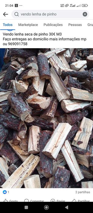 Vendo lenha de pinho 30€ m3