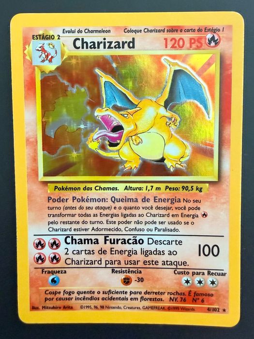 Charizard Holográfico 4/102 Base Set Português
