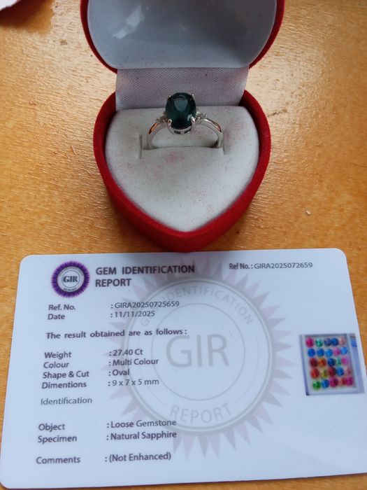 Anel em Prata 925 com Safira Certificada