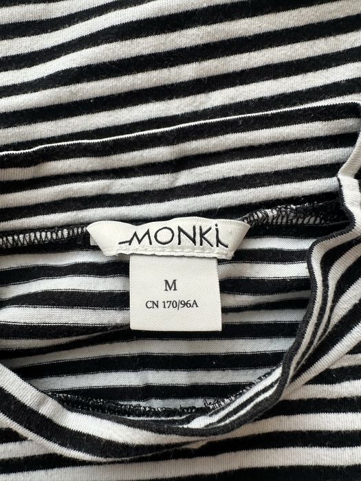 Czarno-biała damska bluzka krótka koszulka crop top w paski M 38 Monki