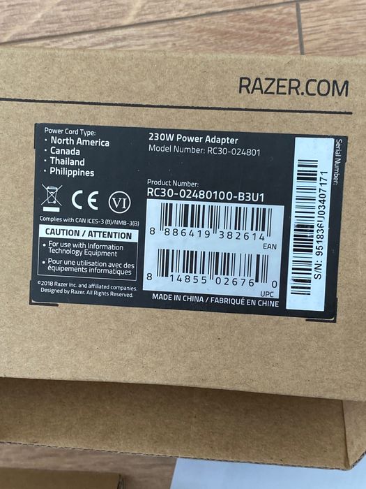 230 W para modelos razer blade 15.6 gtx 1070, power adapter