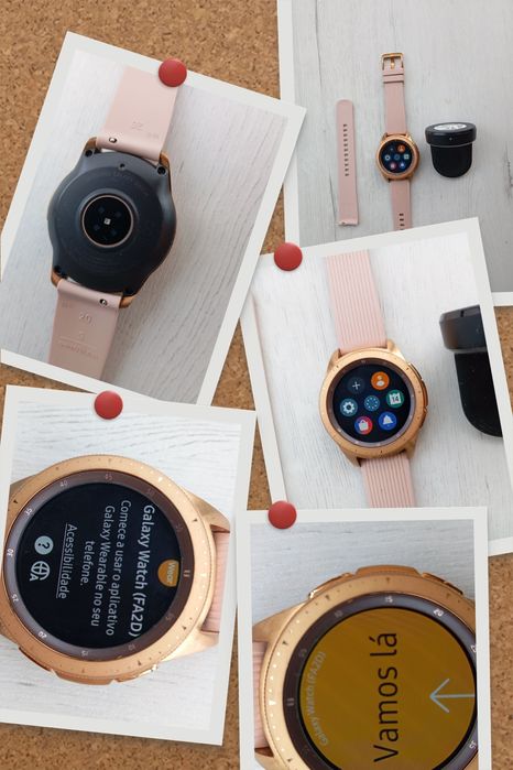 Samsung Galaxy Watch 42mm - Rosa, em ótimo estado + carregador sem fio