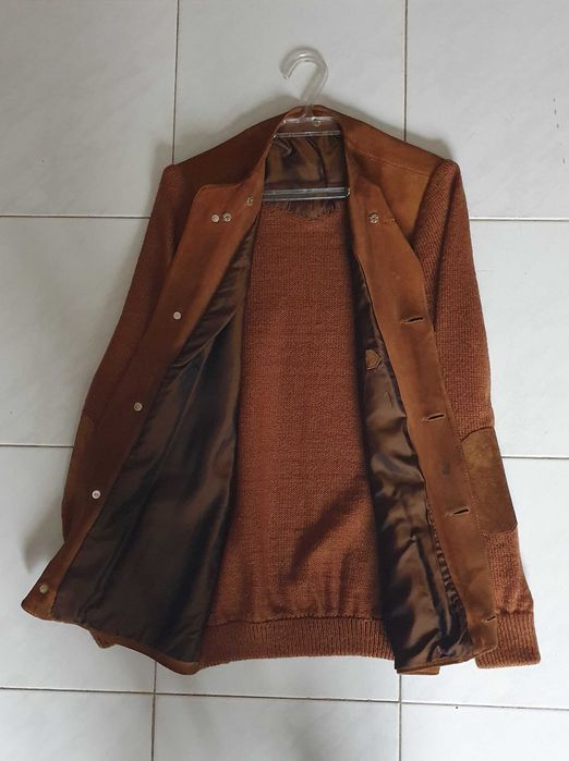 Raro Casaco / Blazer vintage, de pele de Antílope e Malha - Anos 60/70