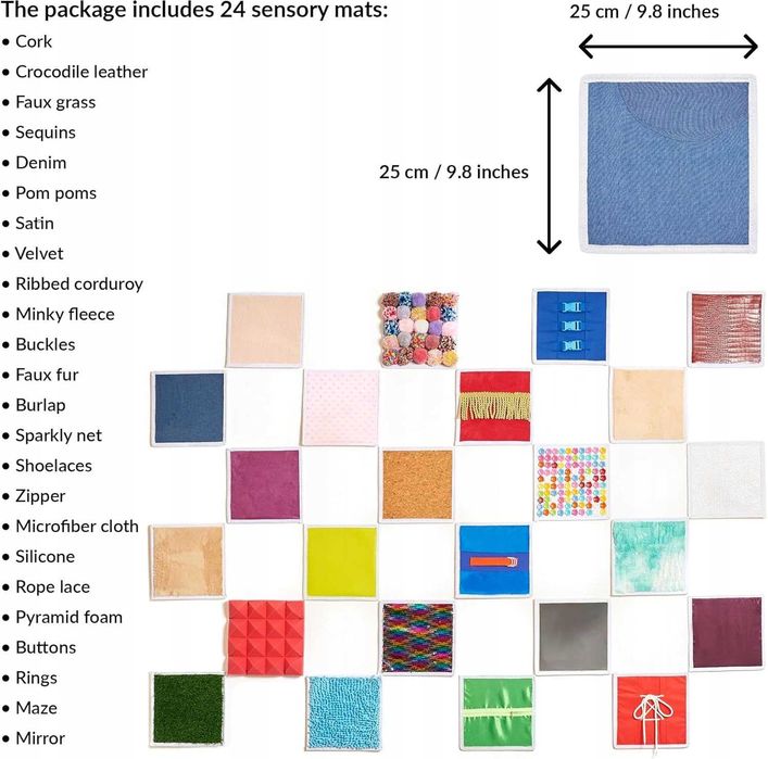 MATY SENSORYCZNE ZESTAW 24szt. dla dzieci Montessori terapia 0203