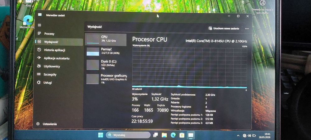 Laptop HP i3-8145U 8GB RAM full HD IPS