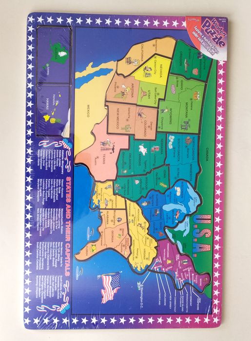 ПАЗЛЫ КАРТА США Детский пазлы развивающий американская карта puzzle