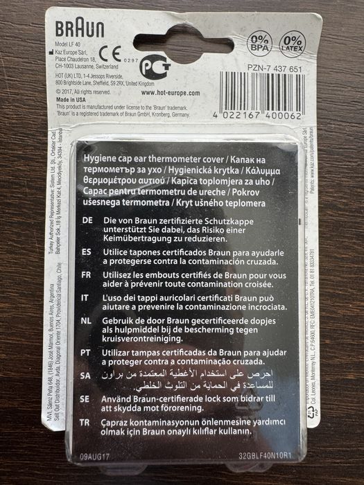 Originalne kapturki higieniczne Braun ThermoScan LF 40 (40 szt.) – Nowe