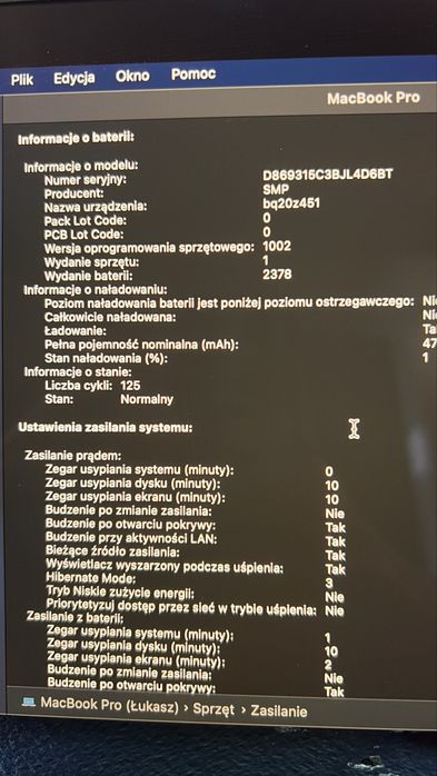 MacBook Pro  125 cykli ładowania[ stan wzorowy ] + myszka magicmouse i przejściówka