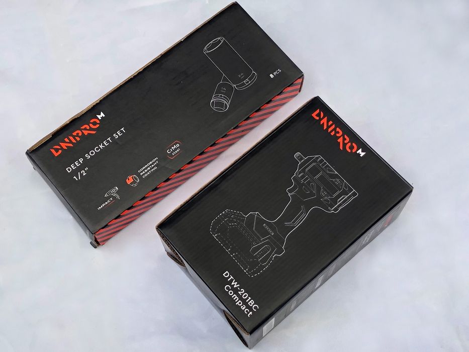 Комплект Dnipro-M: Гайковерт DTW-201BC Compact + Набір ударних головок