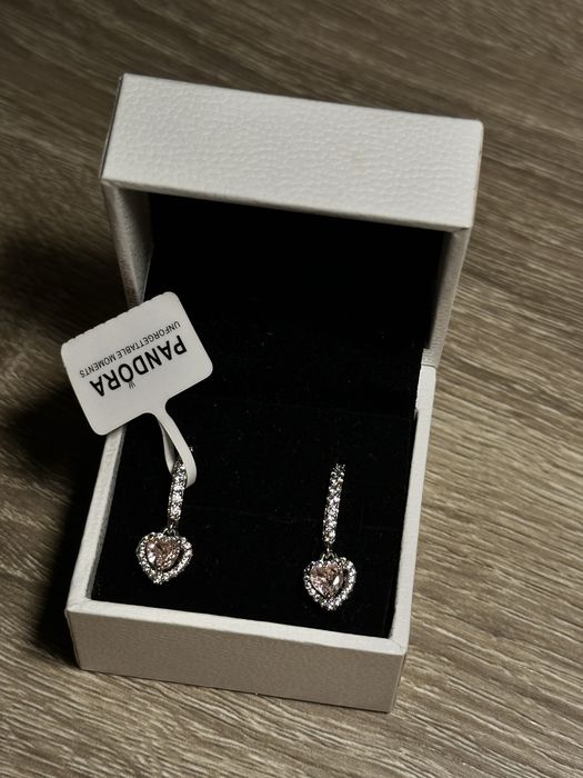 Сережки  Pandora (НОВІ) " Серце з блискучим ореолом"