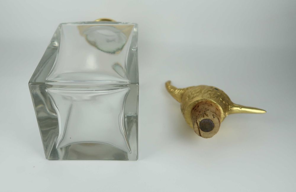 Garrafa de vidro / cristal - tampa cabeça de pássaro