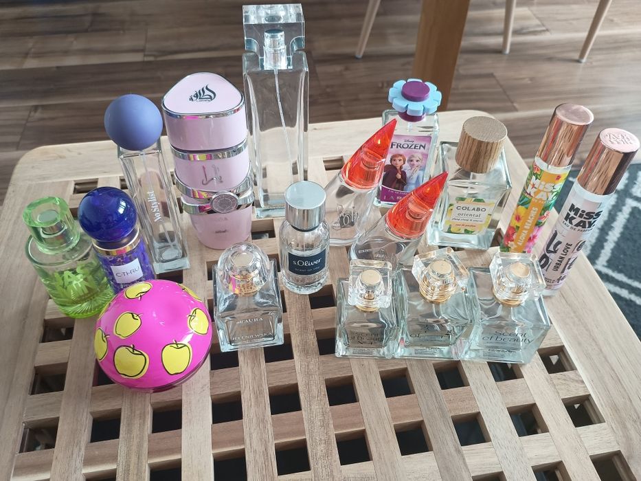 Puste flakony po perfumach szkło 17 sztuk zestaw