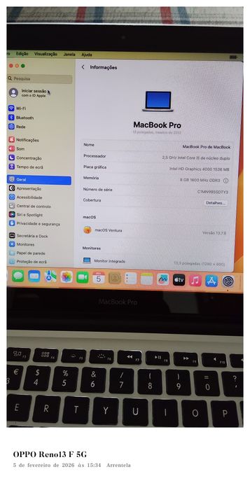 Vendo MacBook Pro A1278 8gb RAM 250gb SSD ideal universidade teletraba