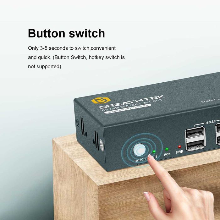 Przełącznik KVM DisplayPort podwójny monitor 4K 60 Hz DP 1.2 USB 743