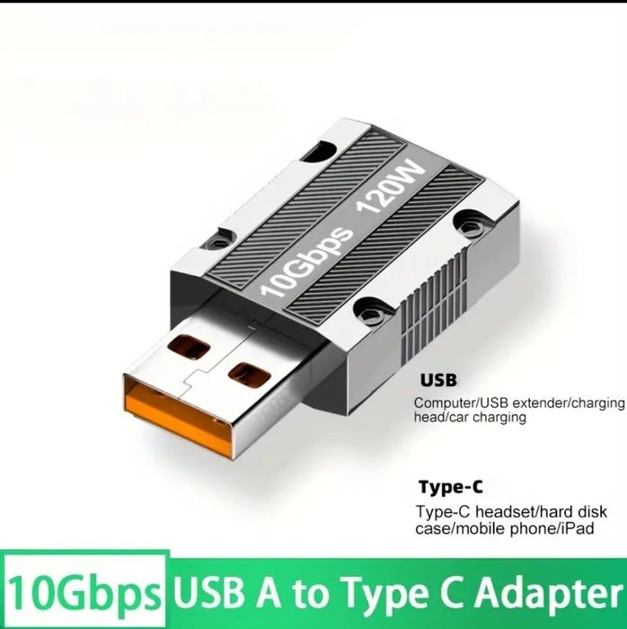 Adaptador USB-A para USB-C HIGH SPEED 10Gbps - 120W